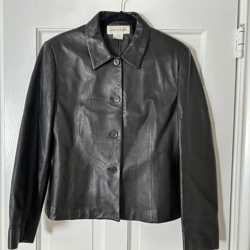 Jones New York Dark Leather Jacket